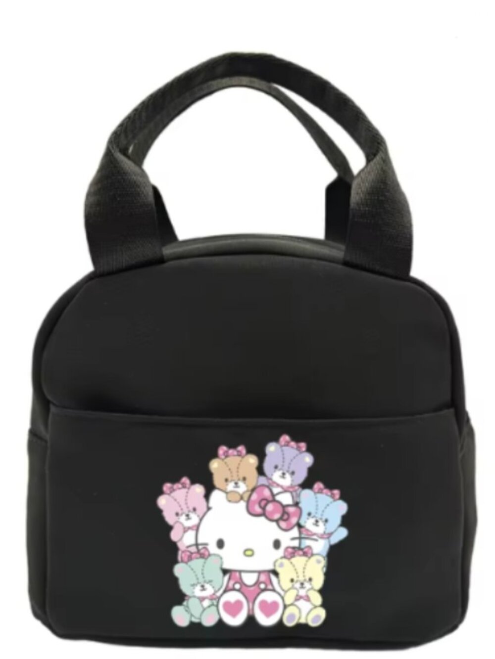 Hello Kitty Teddy Bear Insulated Lunch Bag Cute Thermal Tote Black School Work